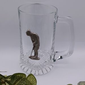 Heavy Glass Stein with Pewter Golfer